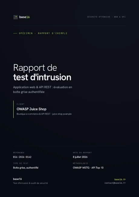 Couverture du rapport de test d'intrusion base16